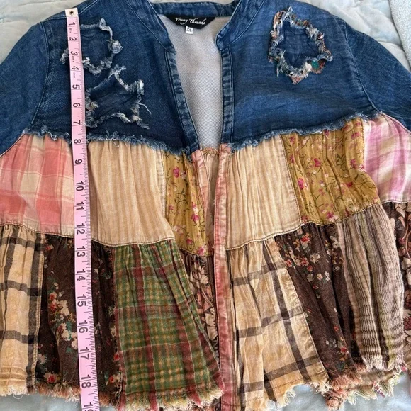 Young Threads Patchwork Cotton Jacket, Cropped, XL - Picture 9 of 9
